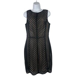 A. Byer Junior Sleeveless Black & Beige Zigzag Mesh Knee Length Dress Size 13